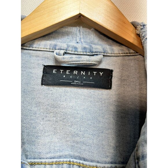 Eternity BC/AD Mens Rad Jean Jacket Stretch Denim Size Small Blue Long Sleeve - Picture 5 of 11